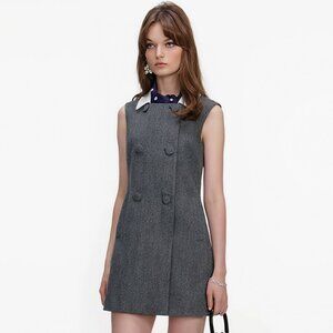 self-portrait Gray patterned scarf and mini dress with short skirt